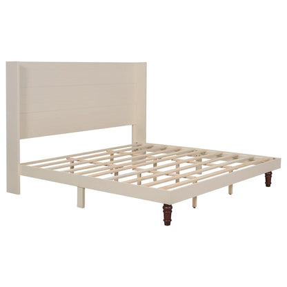 King Platform Bed with Elegant High Headboard & Comfortable Back