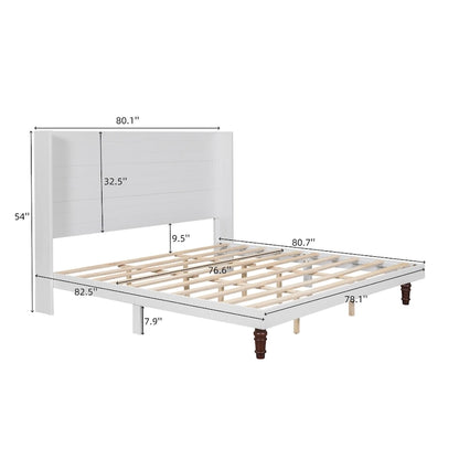 King Platform Bed with Elegant High Headboard & Comfortable Back