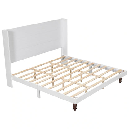 King Platform Bed with Elegant High Headboard & Comfortable Back