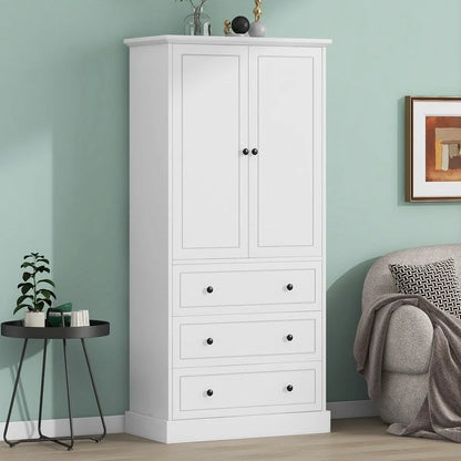 Freestanding Bathroom Cabinet with Doors & 3 Large Drawers, Adjustable Shelves