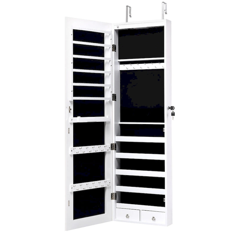 Costway Mirrored Wall & Door Mounted Jewelry Cabinet Storage Organizer - See Details