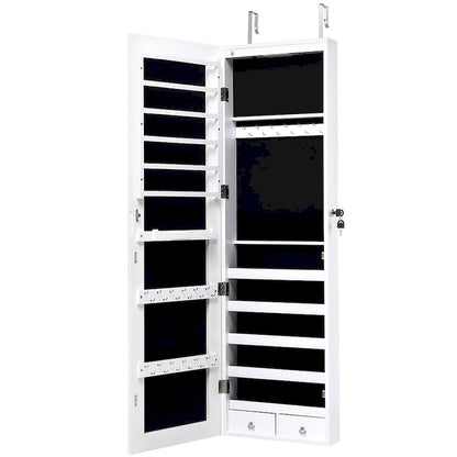 Costway Mirrored Wall & Door Mounted Jewelry Cabinet Storage Organizer - See Details