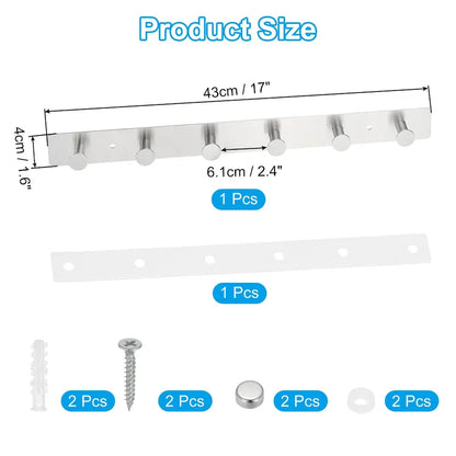 Coat Rack Wall Mount, Metal Round Wall Hooks Rail with 4 / 6 Hooks