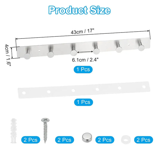 Coat Rack Wall Mount, Metal Round Wall Hooks Rail with 4 / 6 Hooks