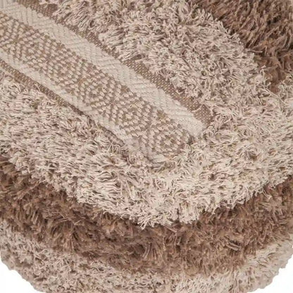 Striped Pouf Ottoman - 18 - Beige and Brown