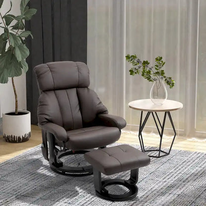 360 Swivel Massage Recliner Chair PU Leather Lounge Chair with 145 Recline, Footrest, Remote Control and Side Pocket