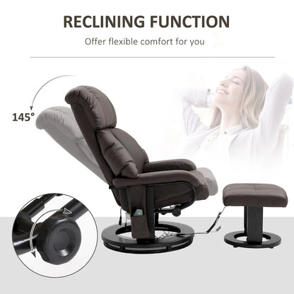 360 Swivel Massage Recliner Chair PU Leather Lounge Chair with 145 Recline, Footrest, Remote Control and Side Pocket