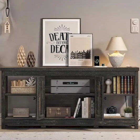 TV Stand for 65/60/55 TV Media with Power Outlets Dark Grey - 58 inches