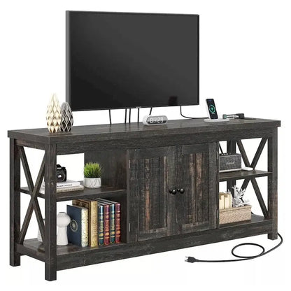 TV Stand for 65/60/55 TV Media with Power Outlets Dark Grey - 58 inches