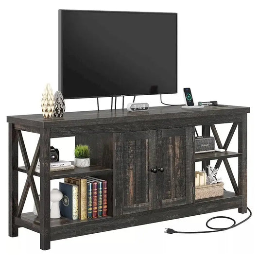 TV Stand for 65/60/55 TV Media with Power Outlets Dark Grey - 58 inches