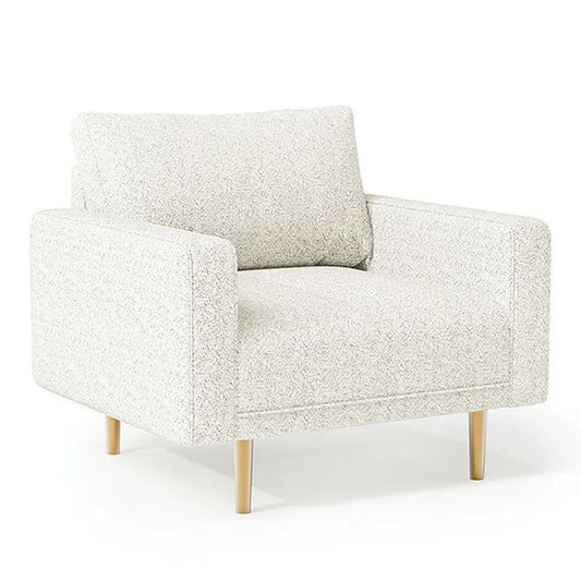 Remy Accent Chair, Bench Seat w Track Arms, Plush Off White Boucle