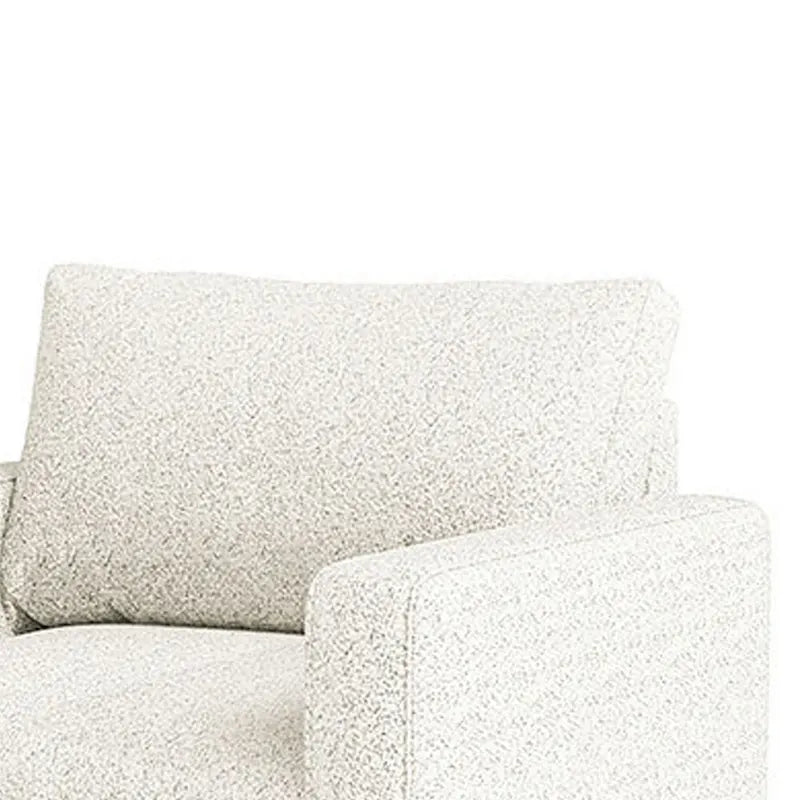 Remy Accent Chair, Bench Seat w Track Arms, Plush Off White Boucle
