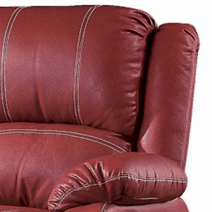 Zuru Motion Manual Recliner Loveseat, Pillow Top, Red Faux Leather
