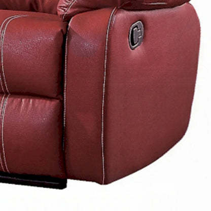 Zuru Motion Manual Recliner Loveseat, Pillow Top, Red Faux Leather