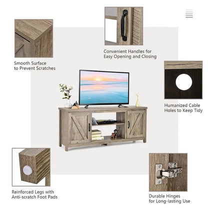 TV Stand Media Center 59 W/ Storage Cabinet for 65 TV Natural - 58 inches