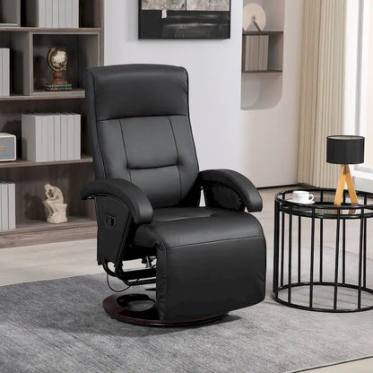 Modern Lounge Chair PU Leather Swivel Recliner Chair Padded Armchair with Footrest and Adjustable Backrest