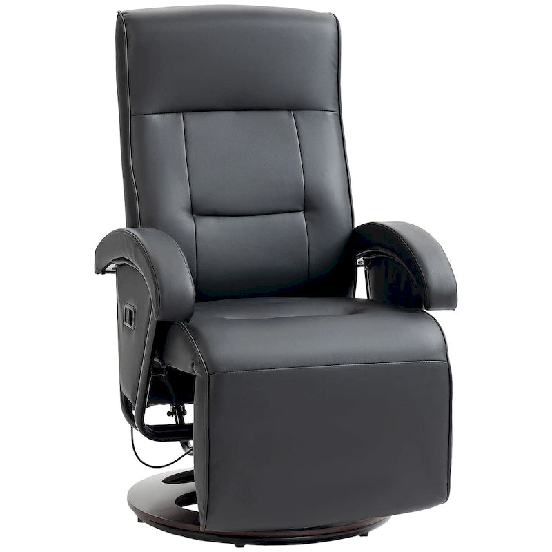 Modern Lounge Chair PU Leather Swivel Recliner Chair Padded Armchair with Footrest and Adjustable Backrest