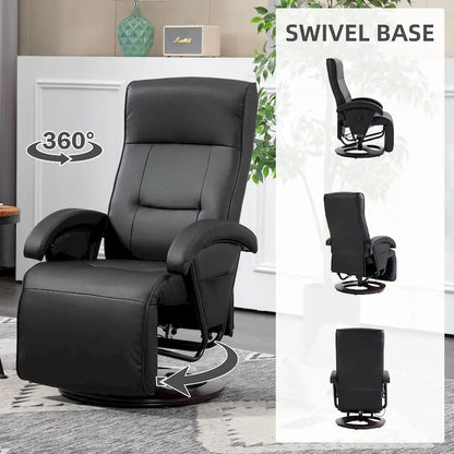 Modern Lounge Chair PU Leather Swivel Recliner Chair Padded Armchair with Footrest and Adjustable Backrest