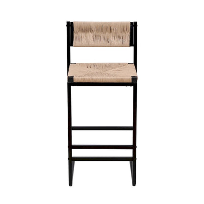 Counter Height Bar Stools Set of 2, Kichen Island Chairs with Back, Armless Dinning Room Chairs with Hand Weave