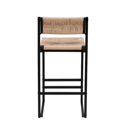 Counter Height Bar Stools Set of 2, Kichen Island Chairs with Back, Armless Dinning Room Chairs with Hand Weave