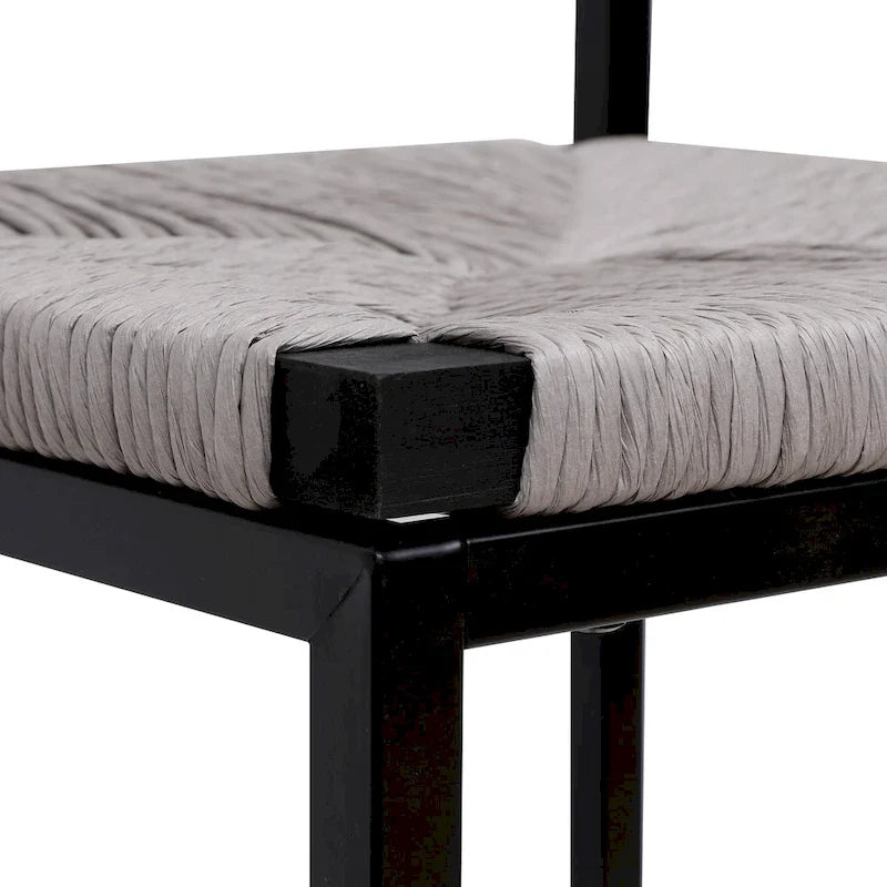 Counter Height Bar Stools Set of 2, Kichen Island Chairs with Back, Armless Dinning Room Chairs with Hand Weave