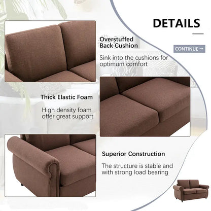 Roomfitters 57.9 Pull-Out Sleeper Sofa Loveseat with Twin Size Memory Foam Mattress, Two USB Charging Ports