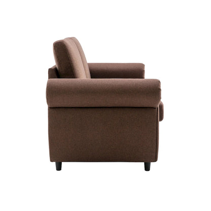 Roomfitters 57.9 Pull-Out Sleeper Sofa Loveseat with Twin Size Memory Foam Mattress, Two USB Charging Ports