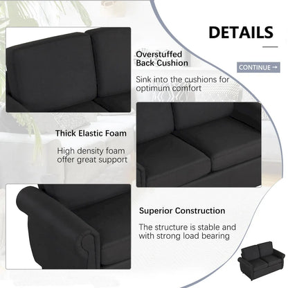Roomfitters 57.9 Pull-Out Sleeper Sofa Loveseat with Twin Size Memory Foam Mattress, Two USB Charging Ports