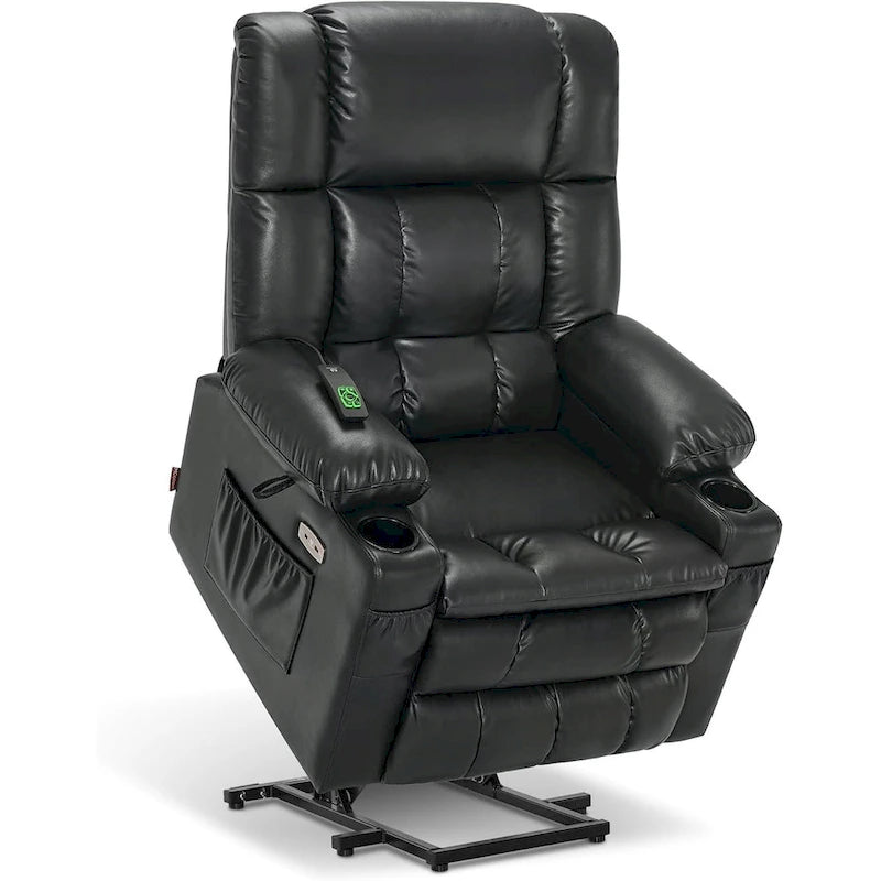 MCombo Large Dual Motor Power Lift Recliner Chair Sofa with Massage and Heat for Tall Elderly People, Faux Leather 7896