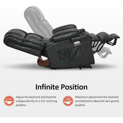 MCombo Large Dual Motor Power Lift Recliner Chair Sofa with Massage and Heat for Tall Elderly People, Faux Leather 7896