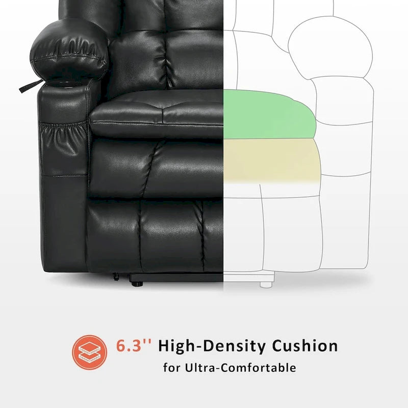 MCombo Large Dual Motor Power Lift Recliner Chair Sofa with Massage and Heat for Tall Elderly People, Faux Leather 7896