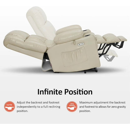 MCombo Large Dual Motor Power Lift Recliner Chair Sofa with Massage and Heat for Tall Elderly People, Faux Leather 7896