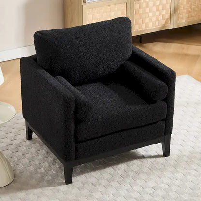 35.4W Modern Reading Chair,Upholstered Accent Chair with Pillows and Wood Legs