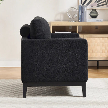 35.4W Modern Reading Chair,Upholstered Accent Chair with Pillows and Wood Legs