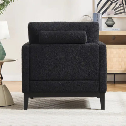 35.4W Modern Reading Chair,Upholstered Accent Chair with Pillows and Wood Legs