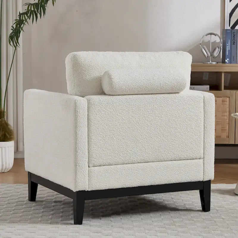 35.4W Modern Reading Chair,Upholstered Accent Chair with Pillows and Wood Legs