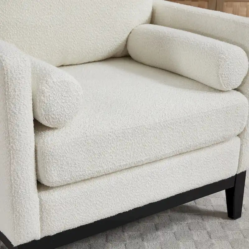 35.4W Modern Reading Chair,Upholstered Accent Chair with Pillows and Wood Legs