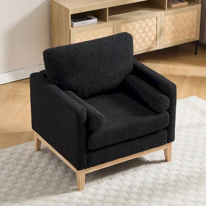 35.4W Modern Reading Chair,Upholstered Accent Chair with Pillows and Wood Legs