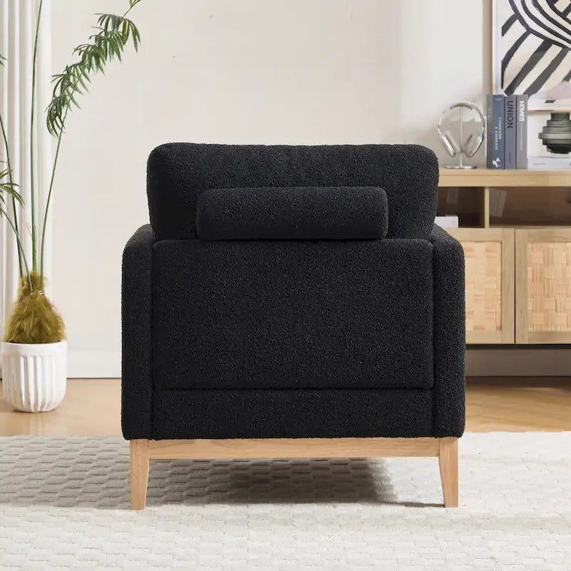 35.4W Modern Reading Chair,Upholstered Accent Chair with Pillows and Wood Legs