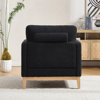 35.4W Modern Reading Chair,Upholstered Accent Chair with Pillows and Wood Legs