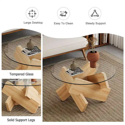 33.4 Modern Round Tempered Glass Table