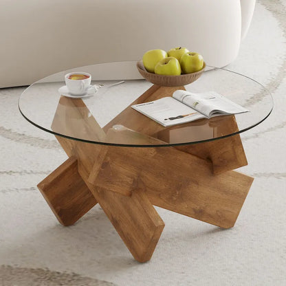 33.4 Modern Round Tempered Glass Table