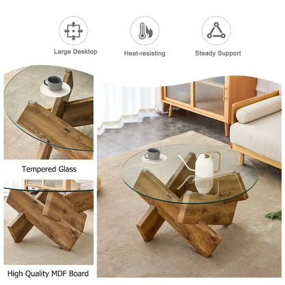 33.4 Modern Round Tempered Glass Table