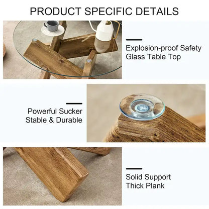 33.4 Modern Round Tempered Glass Table