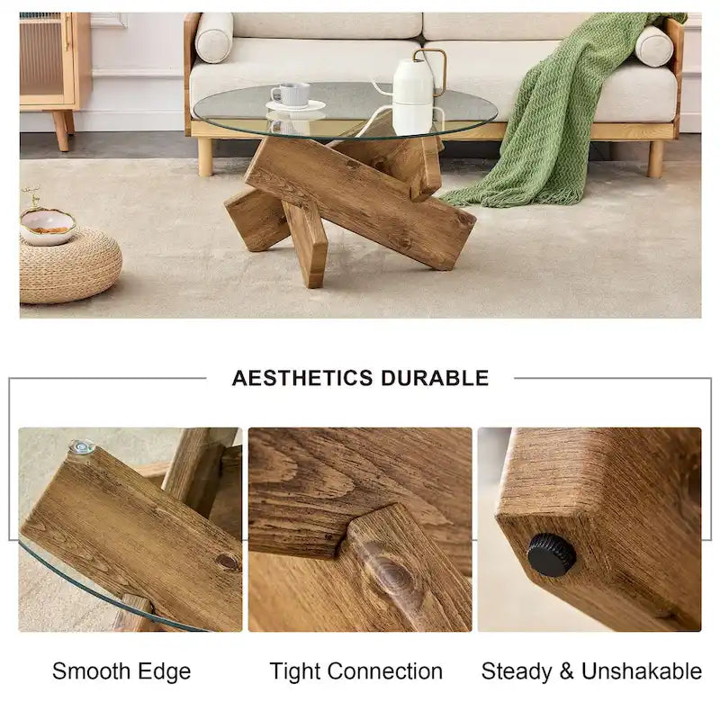 33.4 Modern Round Tempered Glass Table