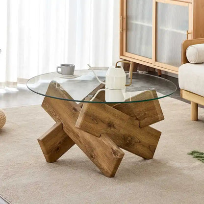 33.4 Modern Round Tempered Glass Table
