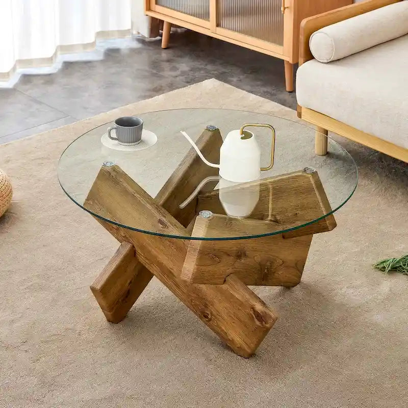 33.4 Modern Round Tempered Glass Table