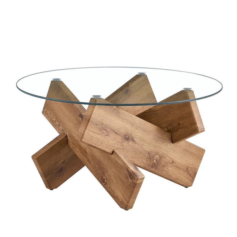 33.4 Modern Round Tempered Glass Table