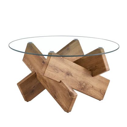 33.4 Modern Round Tempered Glass Table