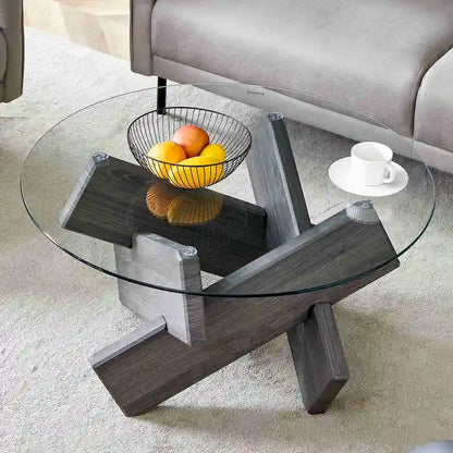 33.4 Modern Round Tempered Glass Table